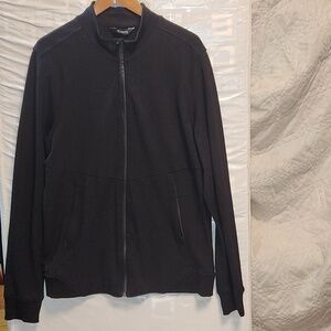 CUTS black viscose blend full zip mock neck long sport jacket az XXL